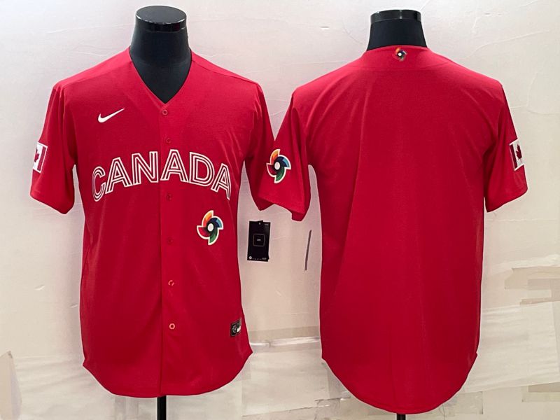 Men 2023 World Cub Canada Blank Red Nike MLB Jersey3->more jerseys->MLB Jersey